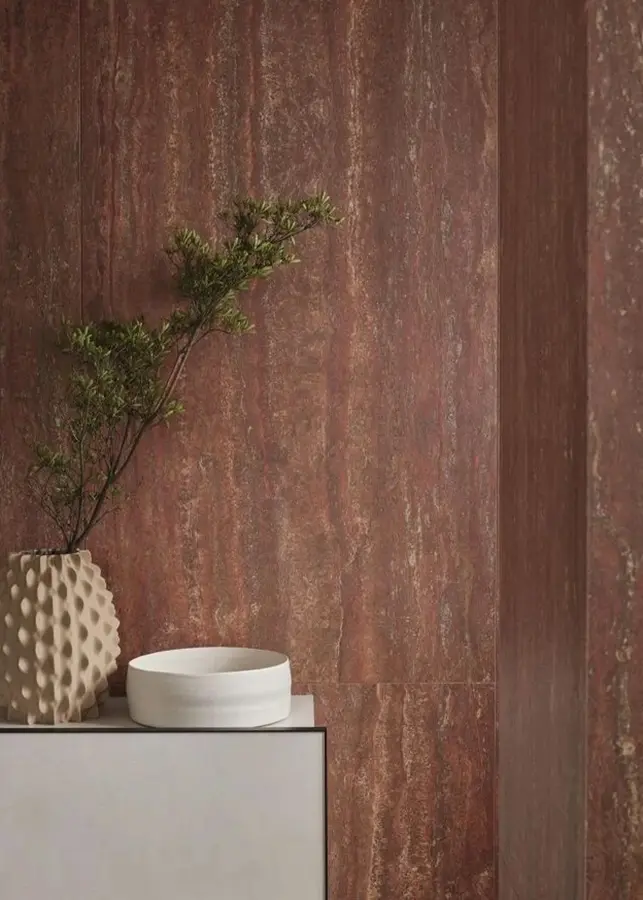 brown wall with modern tiles
